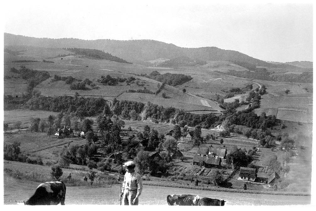 Wieś Chrewt, Bieszczady. Lata 30. Dziś w tym miejscu znajduje się Jezioro Solińskie