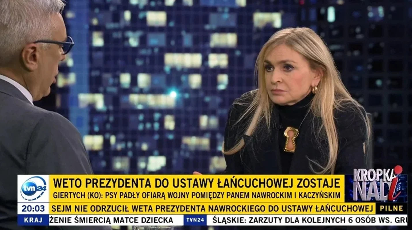 Roman Giertych w programie Moniki Olejnik "Kropka nad i" w TVN24