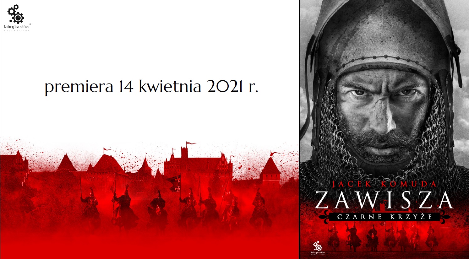 Okładka książki "Zawisza. Czarne krzyże" autorstwa Jacka Komudy. Premiera 14 kwietnia 2021 r.