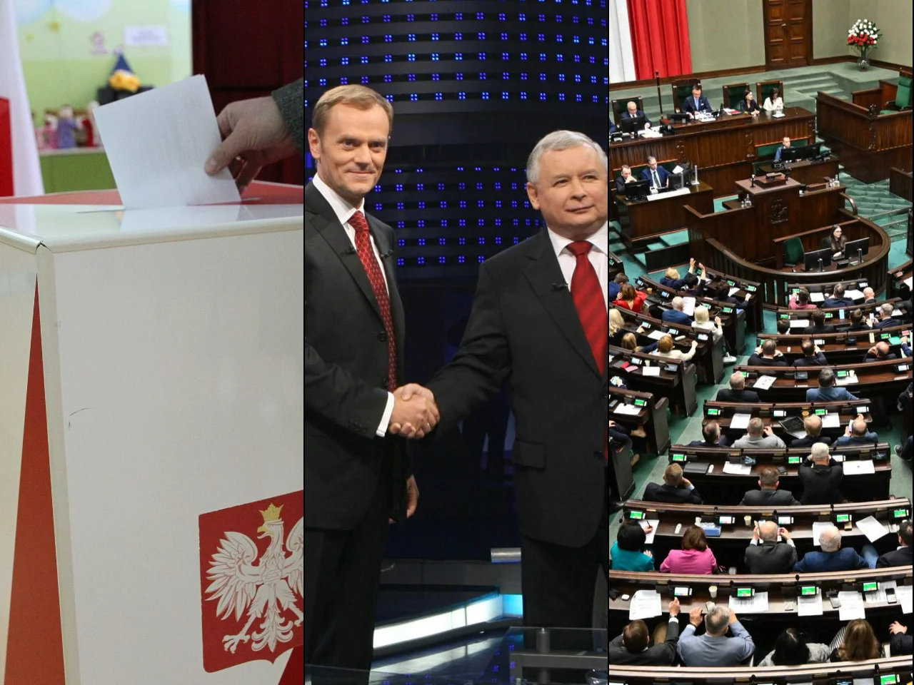 Urna / Tusk i Kaczyński / Sejm
