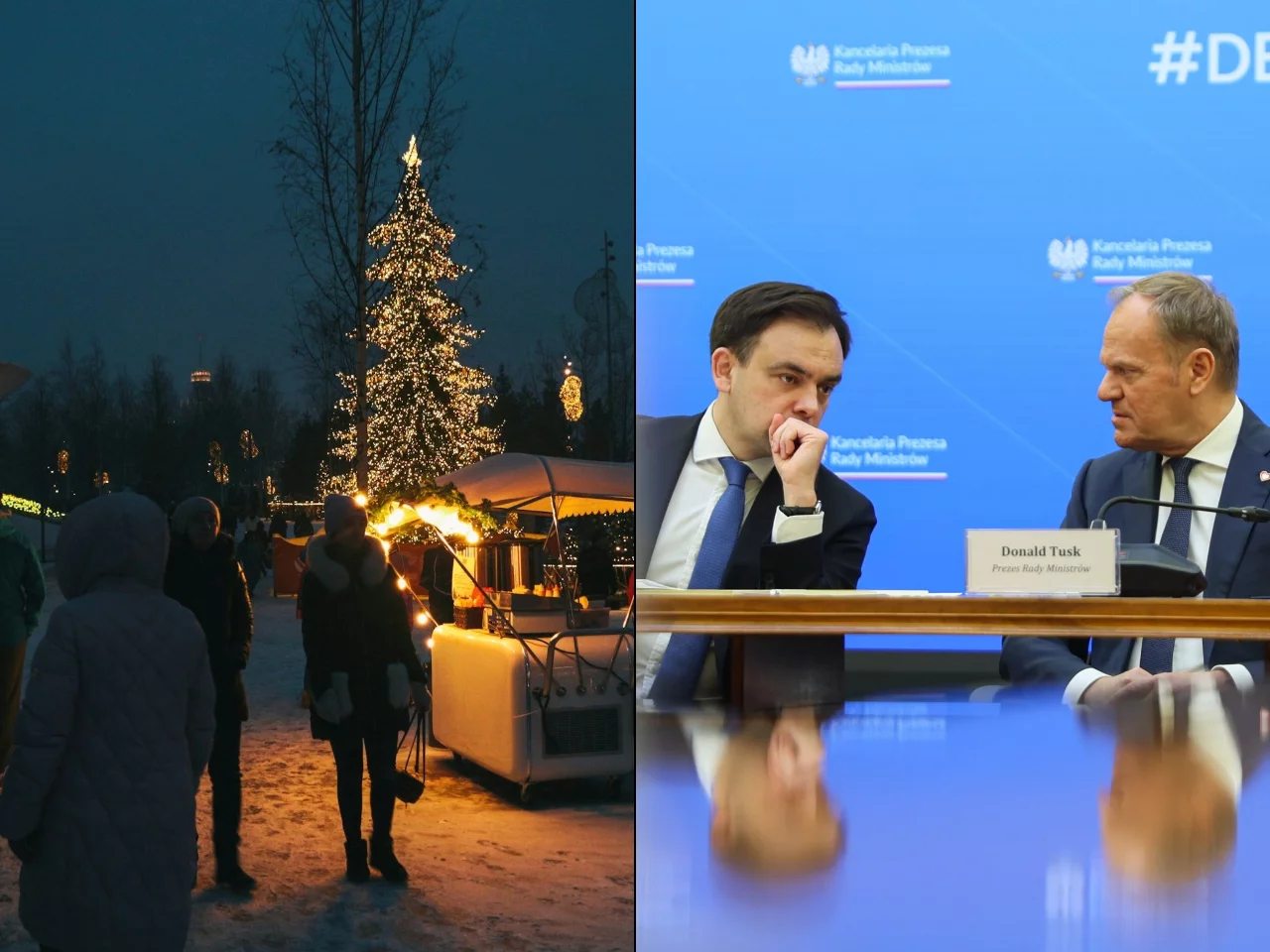 Choinka / premier Tusk, minister Domański