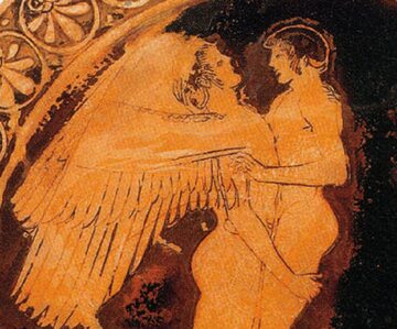 Zefir i Hiacynt, greckie malowidło z V wieku p.n.e.