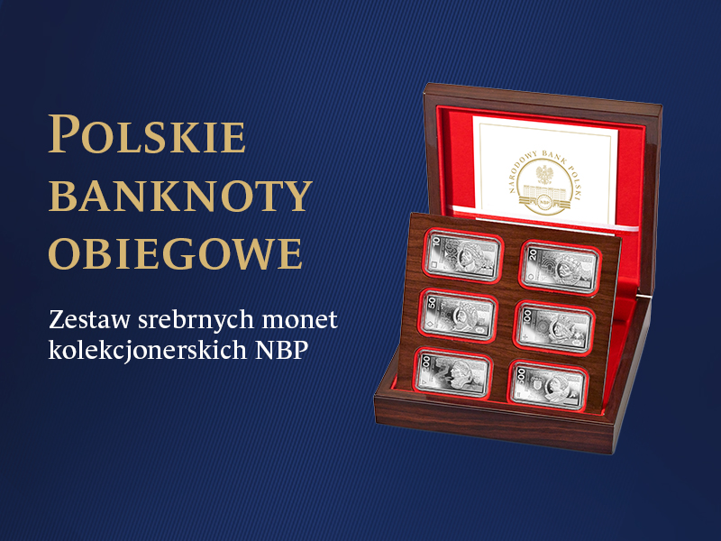 Polskie banknoty obiegowe – zestaw srebrnych monet kolekcjonerskich NBP