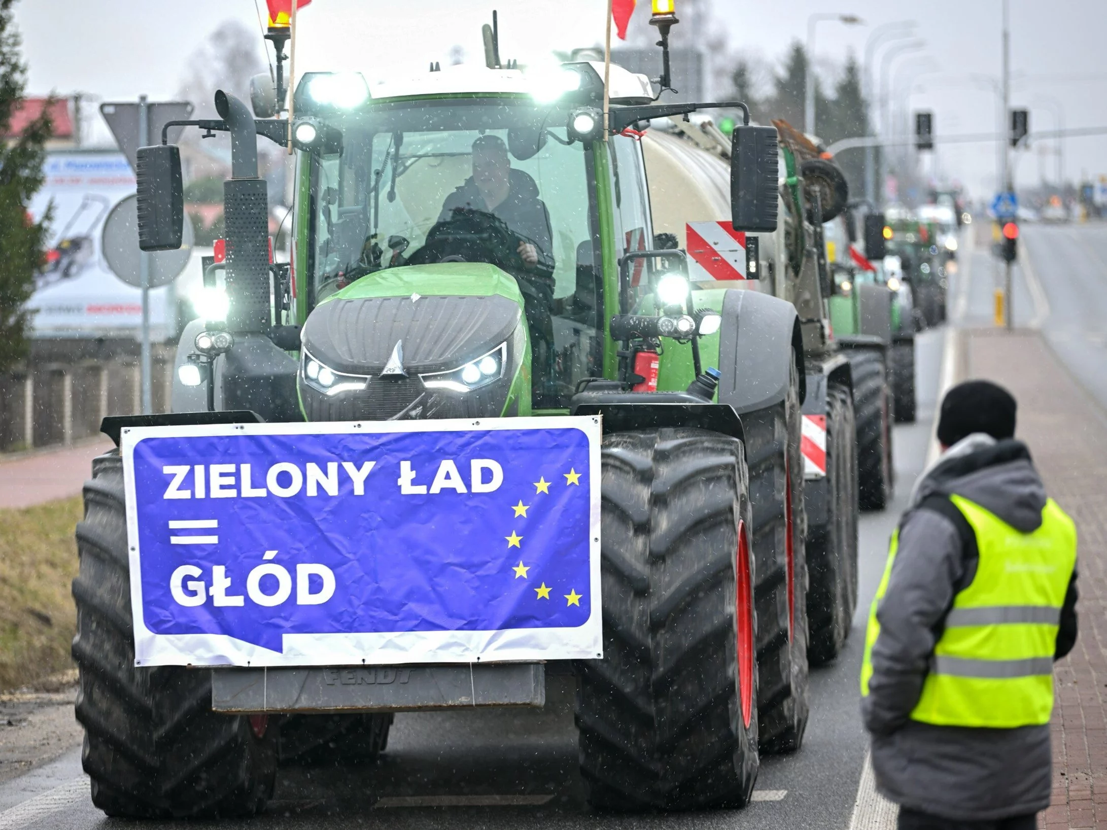 Protest rolników w miejscowości Stojadła k. Mińska Mazowieckiego