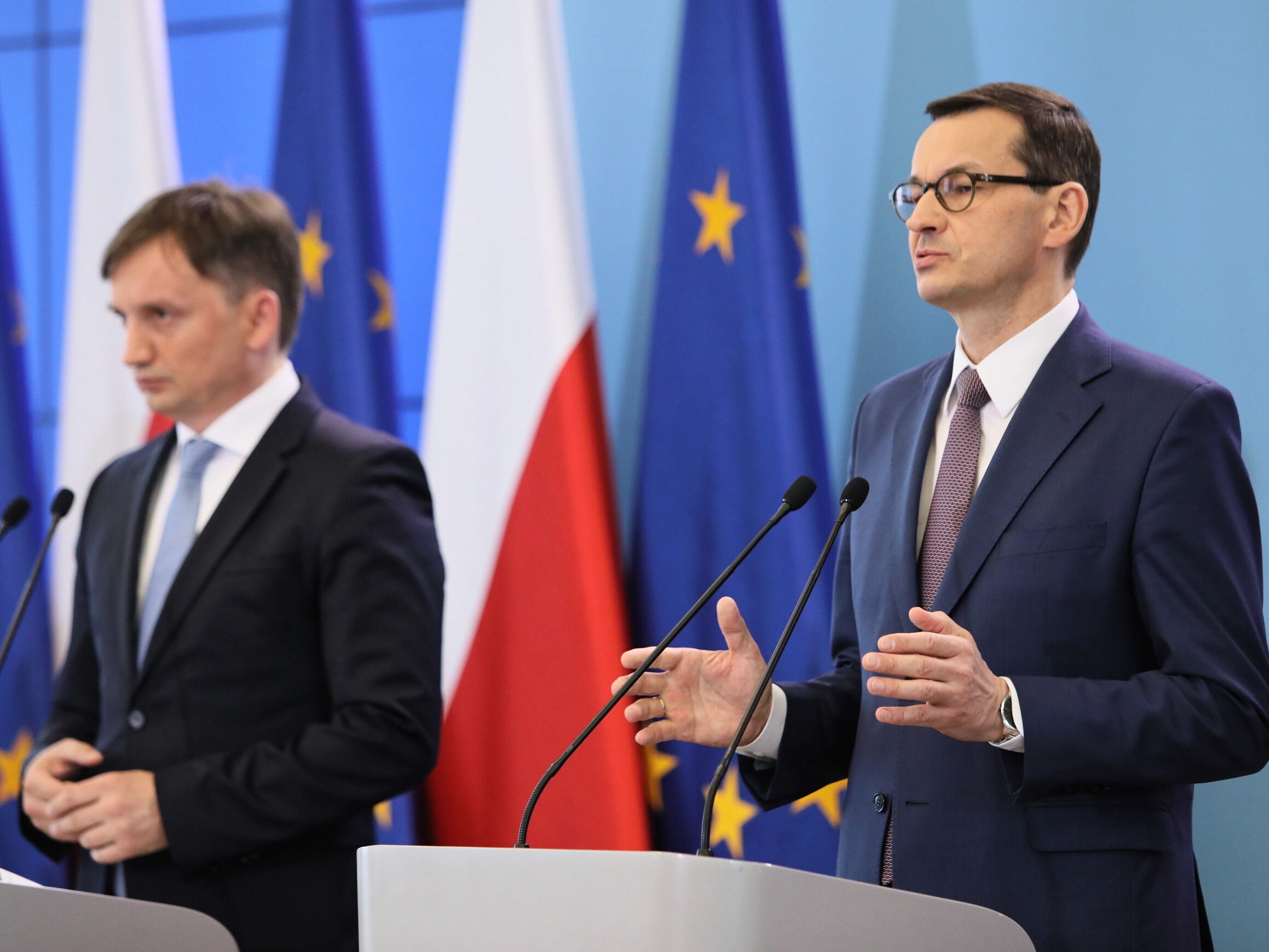 Minister sprawiedliwości Zbigniew Ziobro i premier Mateusz Morawiecki