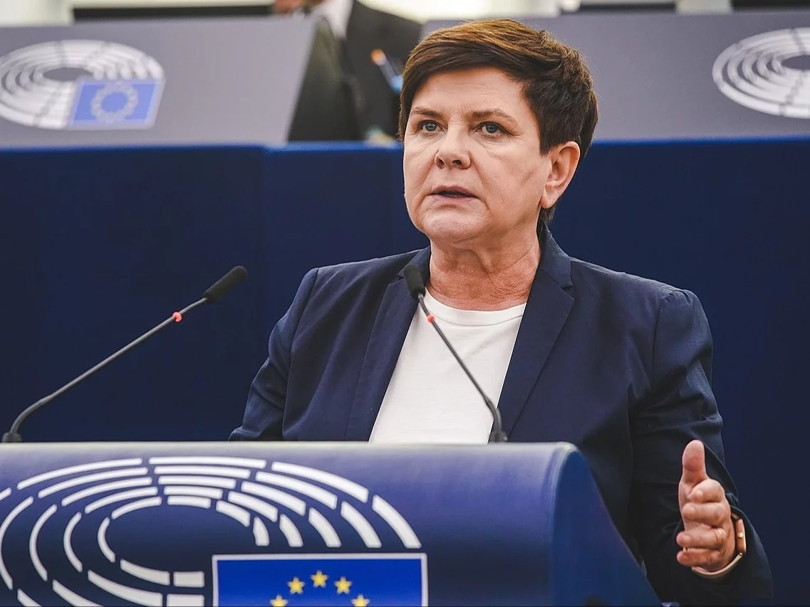 Beata Szydło (PiS) podczas wystąpienia w Parlamencie Europejskim