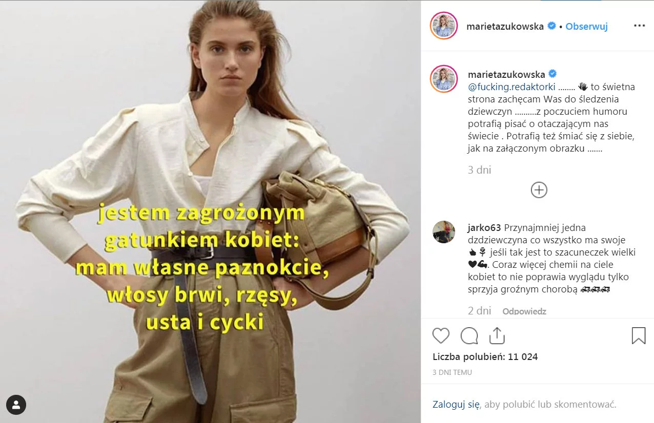 Aktorka Marieta Żukowska wywołała burzę na Instagramie.