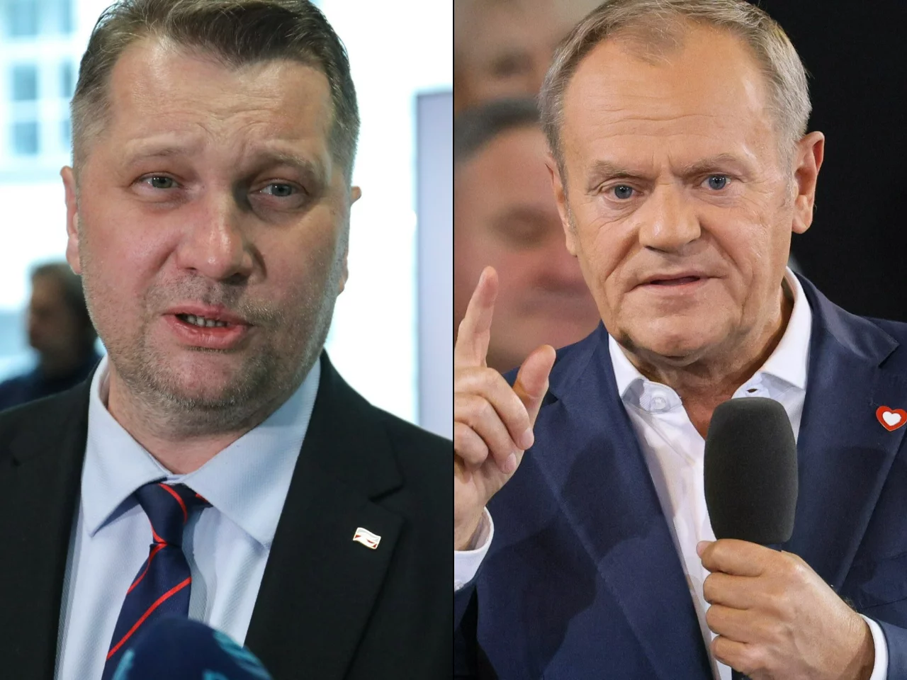 Przemysław Czarnek (PiS) i Donald Tusk (PO)