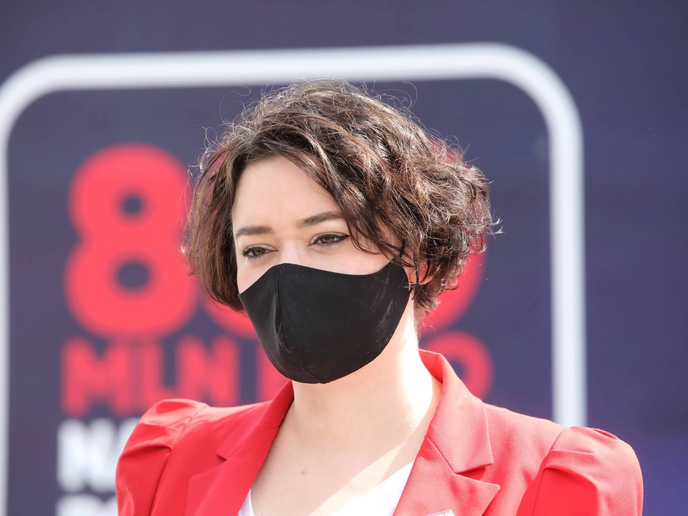 Posłanka Lewicy Anna Maria Żukowska podczas konferencji prasowej