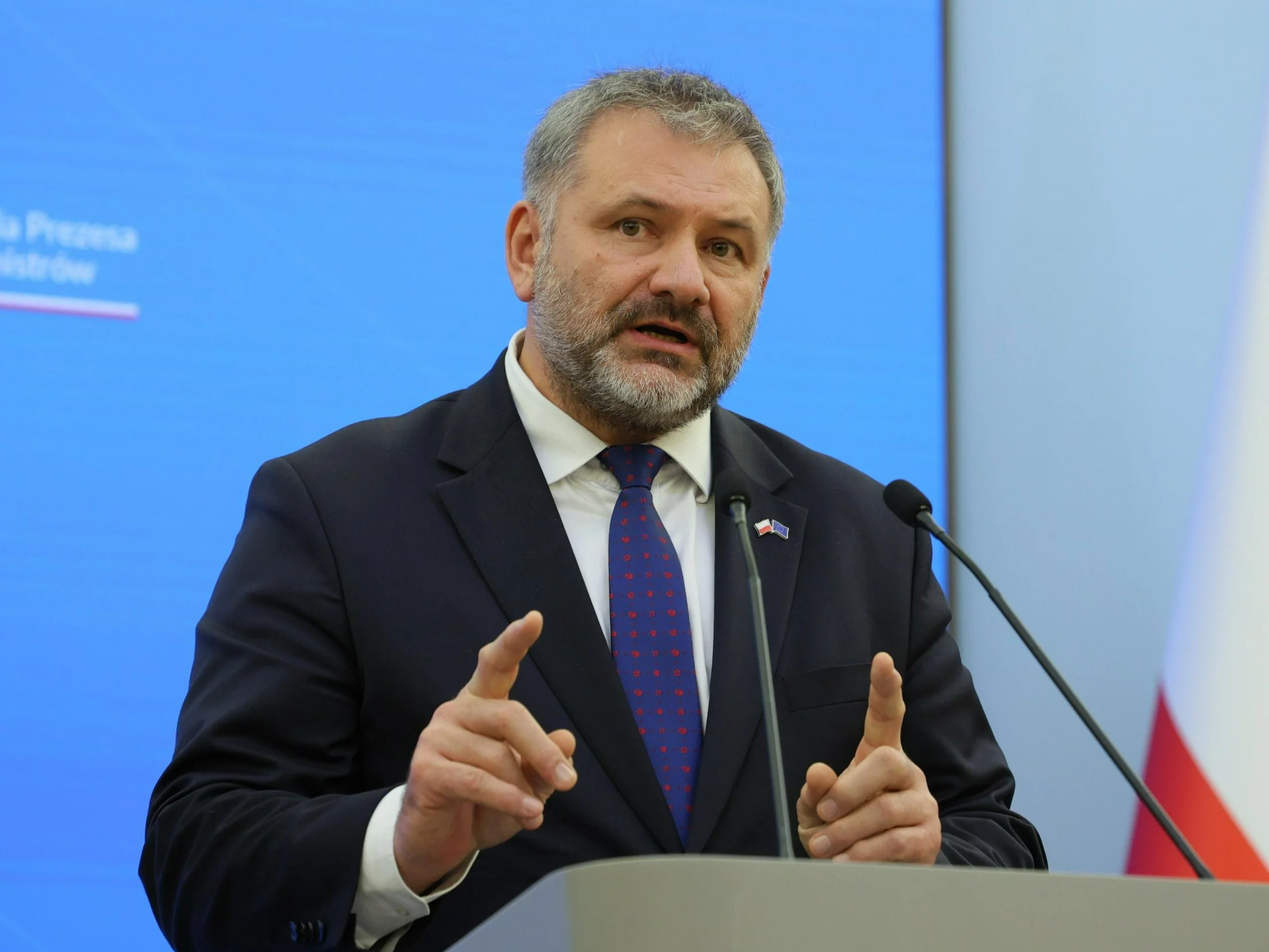 Minister sprawiedliwości Waldemar Żurek podczas konferencji prasowej